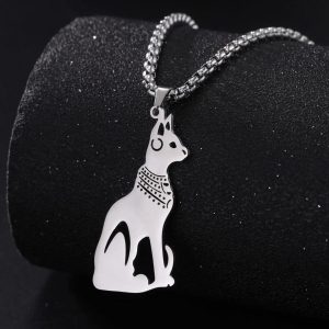 Goddess Bastet Pendant Necklace Stainless Steel Women