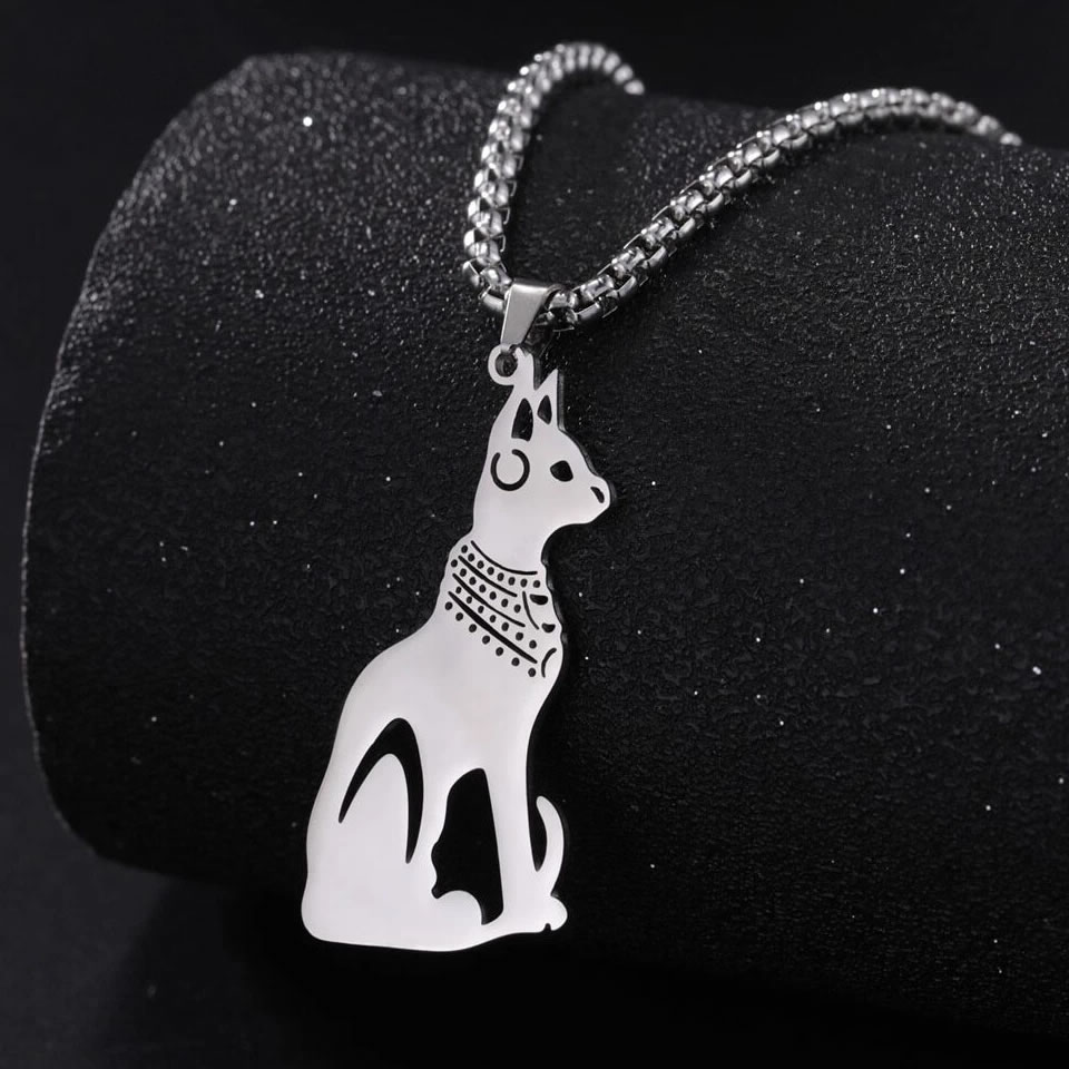 Goddess Bastet Pendant Necklace Stainless Steel Women