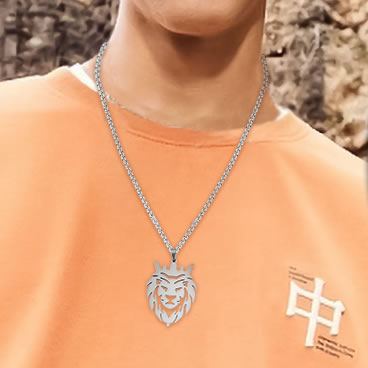Lion King Crown Necklaces for Men Punk Animal Stainless Steel Pendant Necklace - Image 3